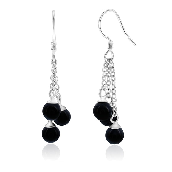 925 Sterling Silver Black Shell Pearl Earrings