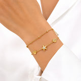 Starfish & Seashell Layered Bracelet Set