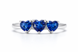 Created Sapphire Triple Heart Ring