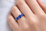 Created Sapphire Triple Heart Ring