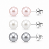 3 Pack Sterling Silver Shell Pearl Earrings