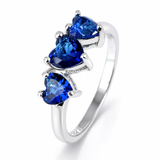 Created Sapphire Triple Heart Ring