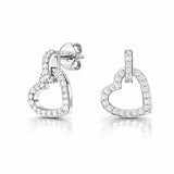 Pave Open Heart Drop Earrings