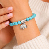 Turquoise and Elephant Charm Bracelet