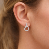 Pave Open Heart Drop Earrings