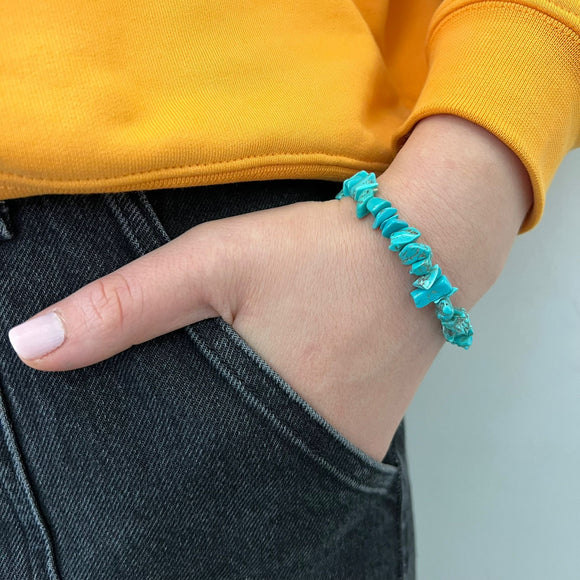 Created Turquoise Graduated Stretch Bracelet