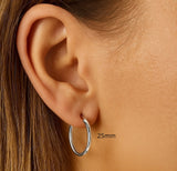 Sterling Silver Large Hoop Earrings - 6 Size Options