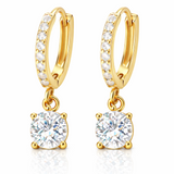 Crystal Huggie Drop Hoop Earrings