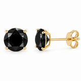 14K Yellow Gold Round Black Studs