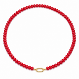 Red Beaded Gold Link Necklace