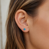 925 Sterling Silver Swiss Blue Heart Cut Studs