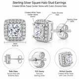 Sterling Silver Square Halo Studs