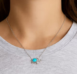 Sterling Silver Elephant Turquoise Necklace