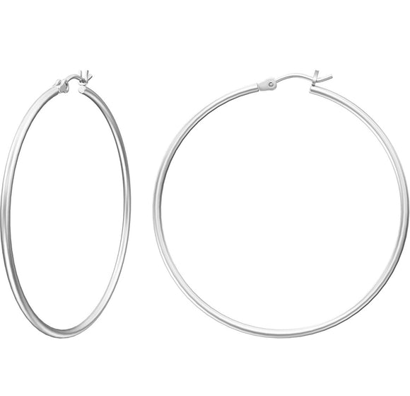 Solid Sterling Silver 925 Large 50MM Hoops