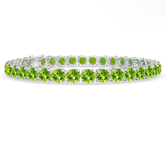 Round Cut Simulated Peridot Tennis Bracelet