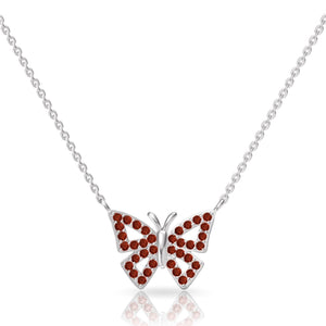 Created Red Ruby Butterfly Pendant Necklace