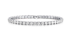 Gem Jewelers "Touch Of Elegance" White Gold Flashed Round Tennis Bracelet