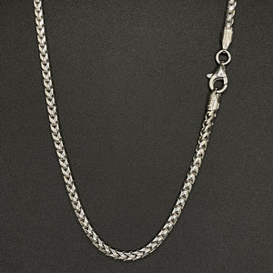 Mens Solid Sterling Silver 2.4MM Franco Link Square Box Chain Necklace - 6 Sizes