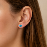 925 Sterling Silver Swiss Blue Heart Cut Studs