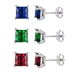 3 Pack Created Gemstone Studs