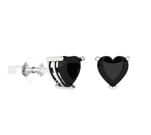 Sterling Silver Black Heart Earrings