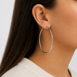 925 Sterling Silver Large Endless Tube Hoop Earrings