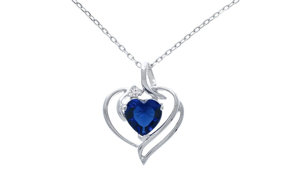 Sterling Silver Gemstone Heart Necklace - 2 Options