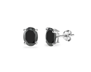 .925 Sterling Silver Oval Black Sapphire Studs - 3 Buying Options