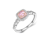 3.00 CTTW Pink Sapphire Princess Cut Two Row Halo Ring