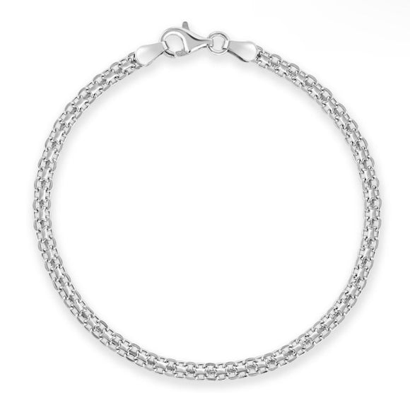 Ladies Sterling Silver Bombay Bracelet 7 Inch