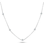 Solid 925 Sterling Silver Round Crystal Necklace