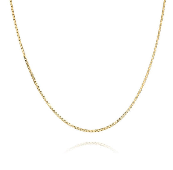 14K Gold Over 925 Sterling Silver Thin Box Link Chain Necklace - Multiple Lengths