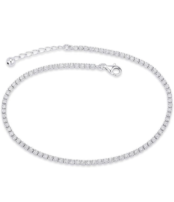 Solid 925 Sterling Silver White Topaz Anklet - 2 Colors