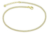 Solid 925 Sterling Silver White Topaz Anklet - 2 Colors