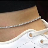 Solid 925 Sterling Silver White Topaz Anklet - 2 Colors