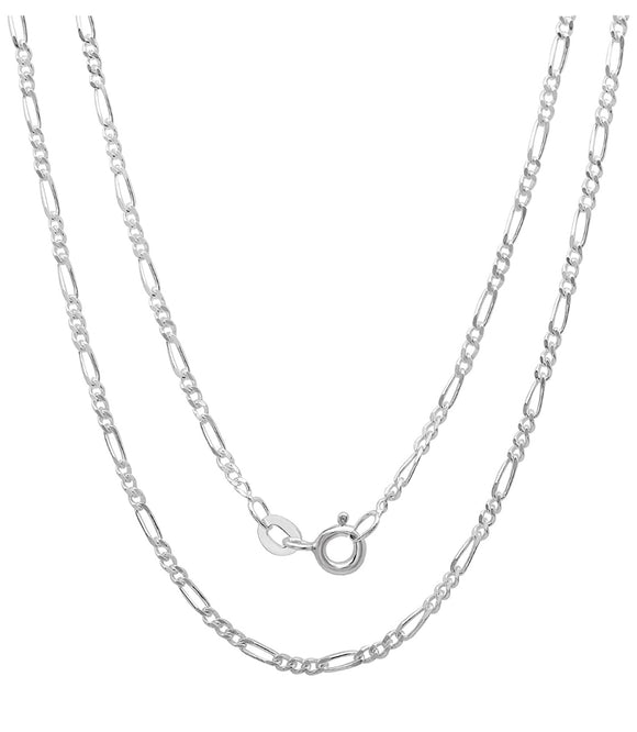 Italian .925 Sterling Silver 1.5MM Figaro Link Chain 16-24 Inch Thin And Sturdy Unisex Chain