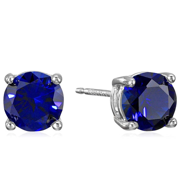 Sterling Silver Created Gemstone Studs- 2 Colors