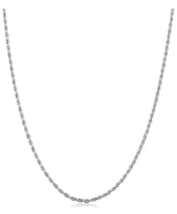 Italian Sterling Silver Twisted Link Rope Chain Thin And Sturdy Unisex Necklace 16-24 Inch