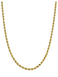 14K Gold Hollow 1.5MM Diamond Cut Rope Chain Necklace for Men and Women