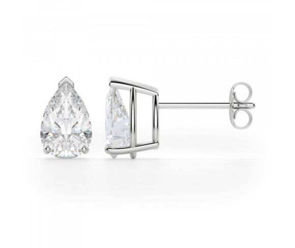 Solid Sterling Silver Pear Cut Crystal Earrings