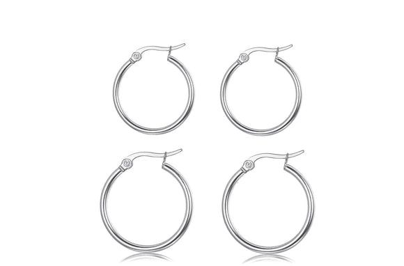Set Of 2 Sterling Silver French Lock Hoops