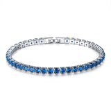 CREATED BLUE SAPPHIRE ROUND CUT TENNIS BRACELET