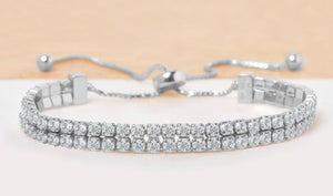 Two Row Adjustable Crystal Tennis Bracelet