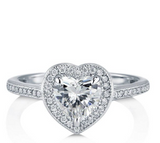 Sterling Silver Heart Cut Engagement Ring