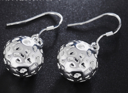 Sterling Silver three-dimensional ball earrings