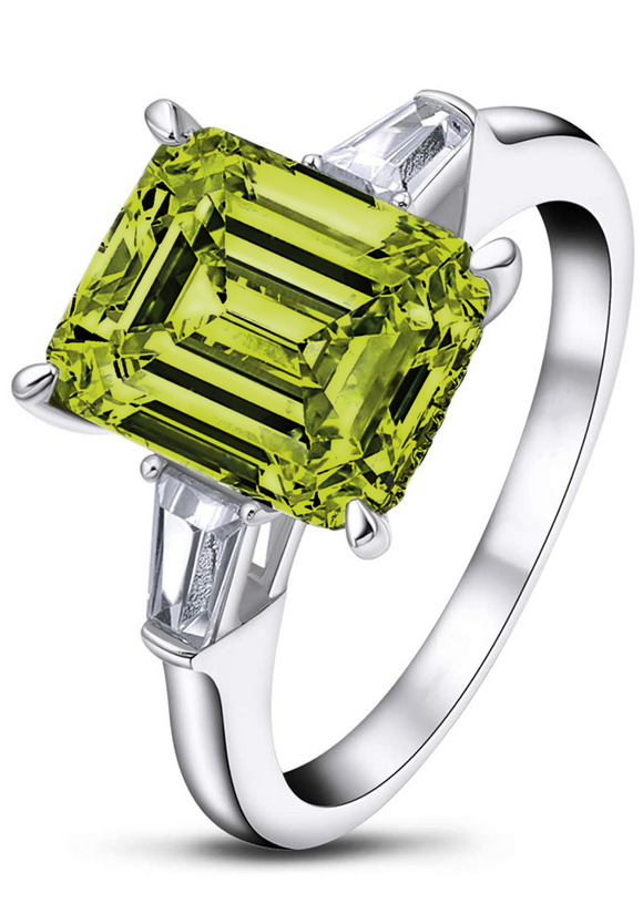 Peridot Gemstone Emerald Cut Ring