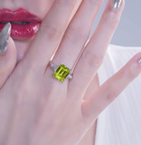 Peridot Gemstone Emerald Cut Ring