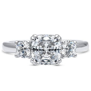 4.00 CTTW Tri Stone Cushion Cut Ring