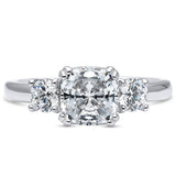 4.00 CTTW Tri Stone Cushion Cut Ring