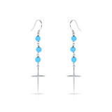 Sterling Silver Lab Created Turquoise Cross Earrings